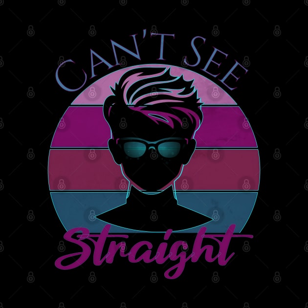 PRIDE Month Can't See Straight Bi Retro Sunset by mythikcreationz