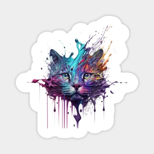 Cat Splash Art: Playful Fantasy Portrait #3 Magnet