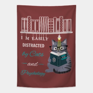 Sarcastic Cat I'm Easily Distracted By Cats And Psychology Tapestry