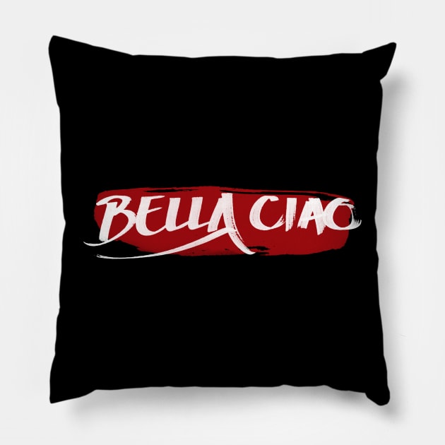 Bella ciao red and white Pillow by FJRdesigns