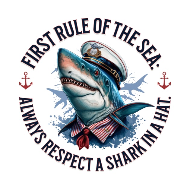 First Rule Of The Sea: Always Respect A Shark In A Hat - Humor by TeeTopiaNovelty