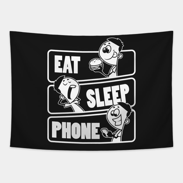 Eat Sleep Phone Repeat Funny Smart phone for kids print Tapestry by theodoros20