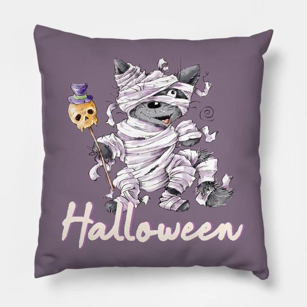 Halloween Funny Cat Pillow by alcoshirts