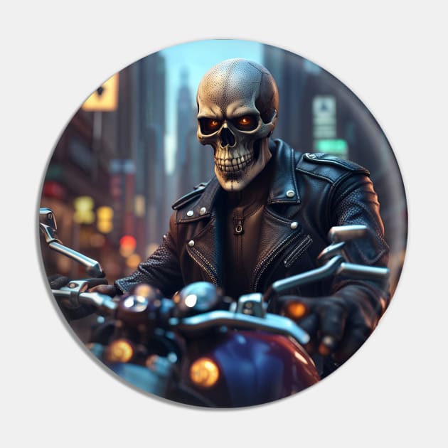 Mr. Skull and His Motorcycle Pin by SmartPufferFish