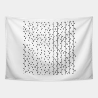 Watercolor Floral Vines Pattern - Gray & Black Tapestry