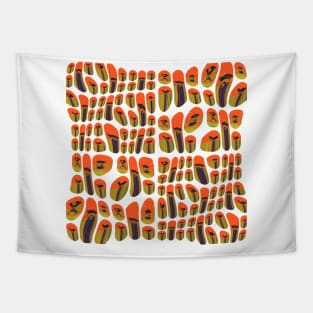 Psychedelic abstract Bird Design pattern bubbles in Orange Tapestry