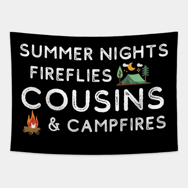 Summer Nights Fireflies Cousins and Campfires Tapestry by MalibuSun