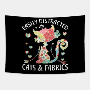 Easily Distracted By Cats & Fabrics Sewing Lover Tapestry