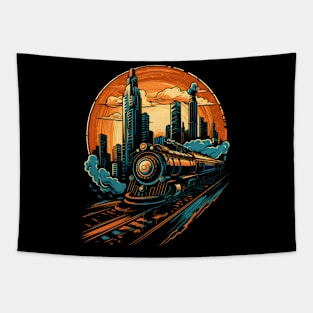 I love trains, I like trains in the city Tapestry