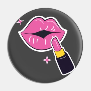 Putting Pink Lipstick on Lips Pin