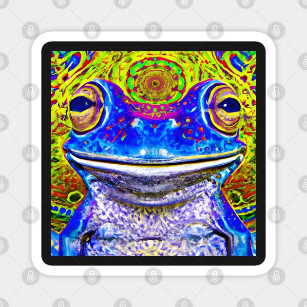 Frogger Spirit Animal (7) - Trippy Psychedelic Frog Magnet by TheThirdEye