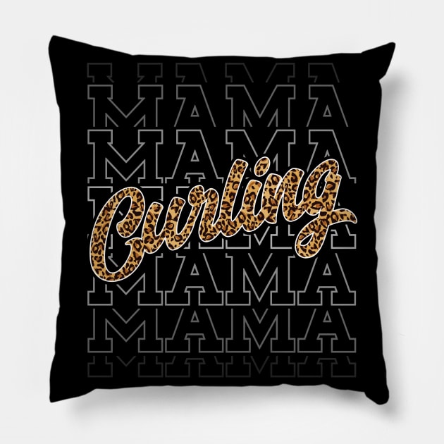 Curling Mama Leopard Print Curling Player Mom Pillow by Way Down South