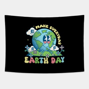 Make Everyday Earth Day – Cute Retro Groovy Planet Tapestry
