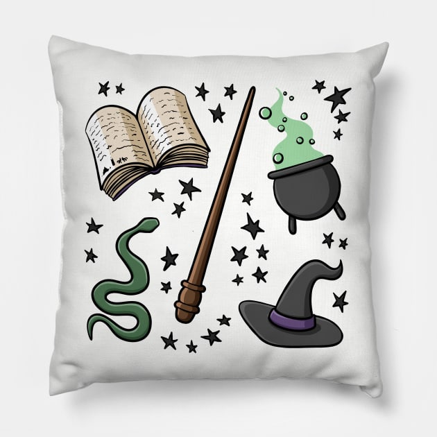 Magic Wizard Star Pattern Digital Illustration Pillow by AlmightyClaire