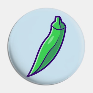 Okra Vegetable Cartoon Pin