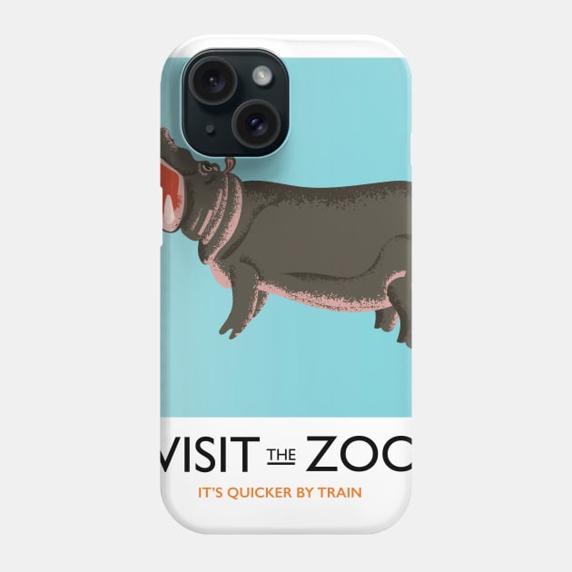 Visit the Zoo Hippo Train poster Phone Case by nickemporium1