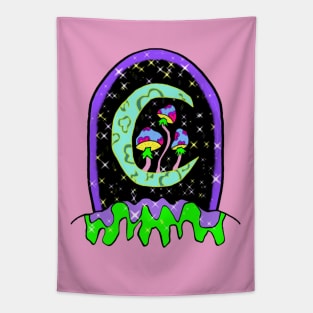 Magical Moon Mushroom Portal Tapestry