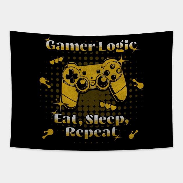 Gamer Logic Eat Sleep Repeat Tapestry by Odetee