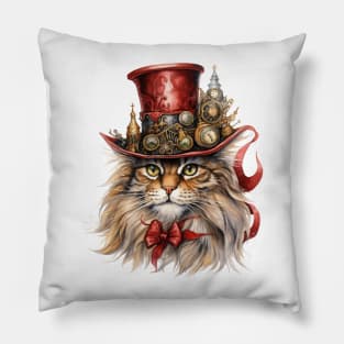 Steampunk Christmas Cat Pillow