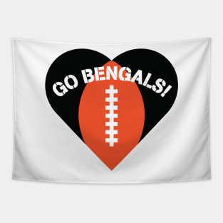 Heart Shaped Cincinnati Bengals Tapestry