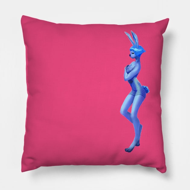 Blue bunny Pillow by Welsharess