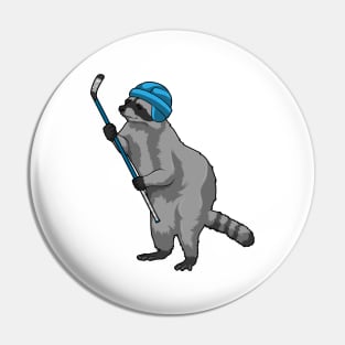 Racoon at Ice hockey with Ice hockey stick Pin