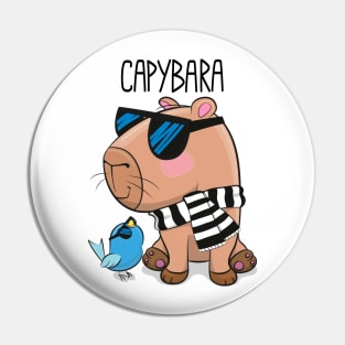 Cartoon Capybara with glasses Pin