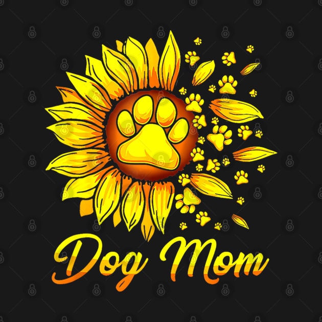 Funny Cute Dog Mom With Dog Paws Sunflower Mothers Day Girl by luxembourgertreatable