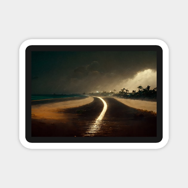 Beach Side Broken Road To Fantasy Island / Abstract And Surreal Unwind Art Magnet by Unwind-Art-Work