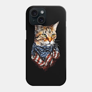 4th of july Cat American US Flag Country 4th Of July Phone Case