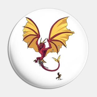 Red Dragon Snatching Up Knight Pin