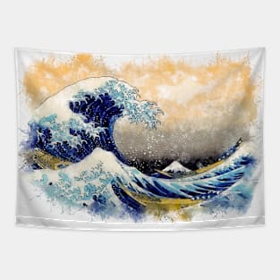 ✪ The Great Wave Off Kanagawa ✪ Retouched Watercolor Fan Art Historic Japanese Masterpiece Tapestry