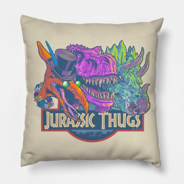 Jurassic Thugs Pillow by cs3ink