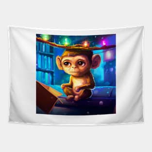 Cute Monkey Drawing Tapestry