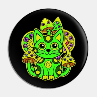 Psychodelic trippy cat festival Pin