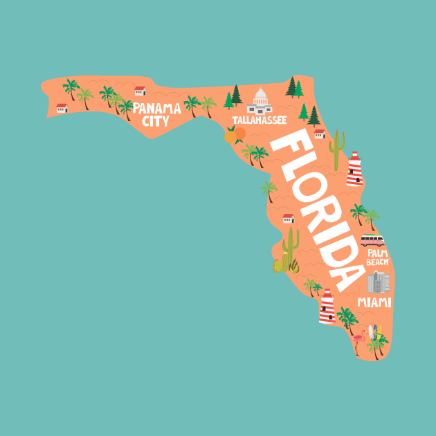 Florida illustrated map by JunkyDotCom