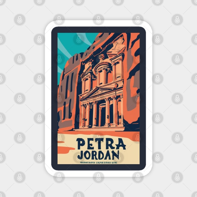 A Vintage Travel Art of Petra - Jordan Magnet by goodoldvintage