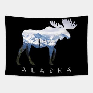 Alaska Day Moose Snowy Mountain Alaskan Tourist Or Resident Tapestry