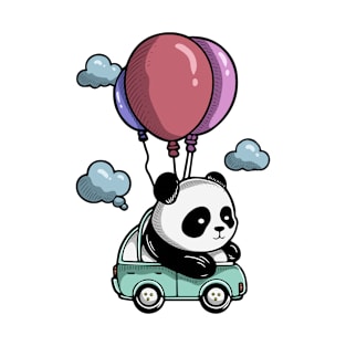 Cute Panda Riding Air Balloon T-Shirt