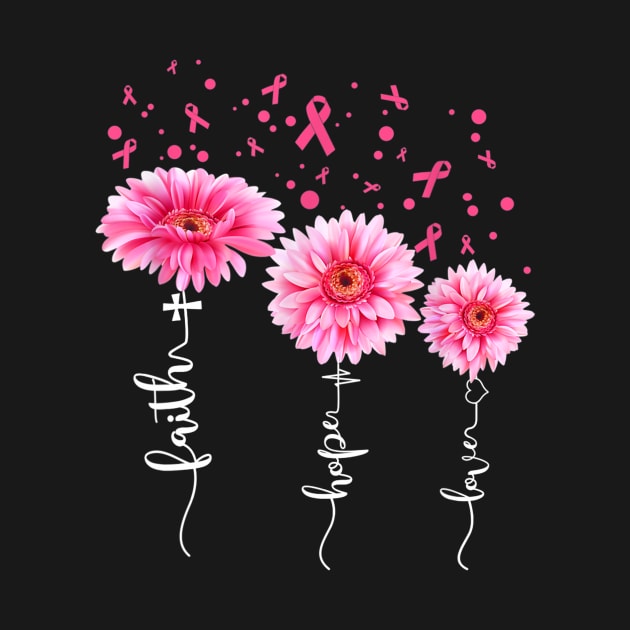 Faith Hope Love  Pink Daisy Flower Breast Cancer Awareness by Fowlerbg