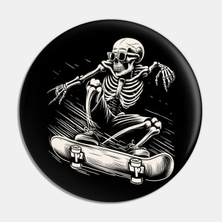 Skeleton Playing Skateboard Pin