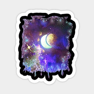 Purple Magical Crescent Moon Galaxy. Magnet