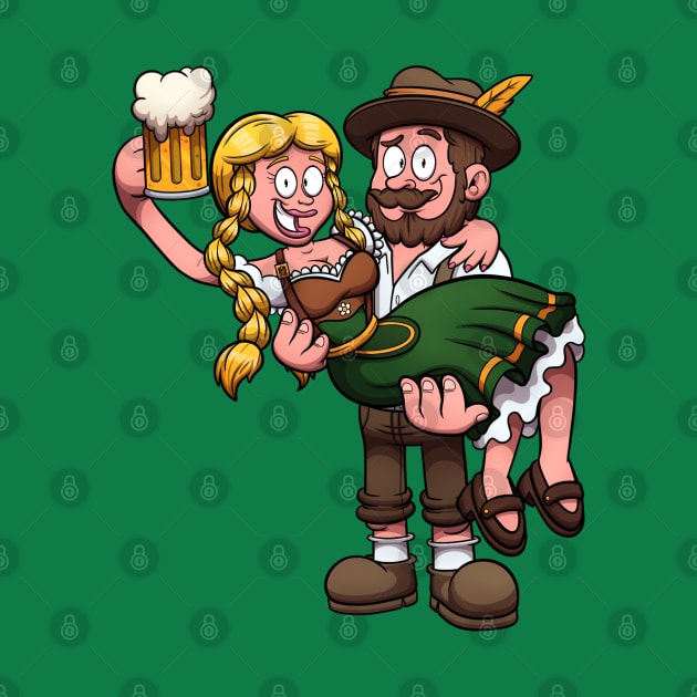 Bavarian Man Holding Oktoberfest Girl by TheMaskedTooner