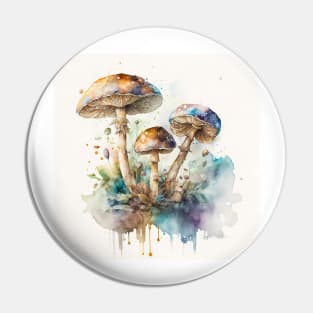 Watercolor mushrooms in the nature3 Pin