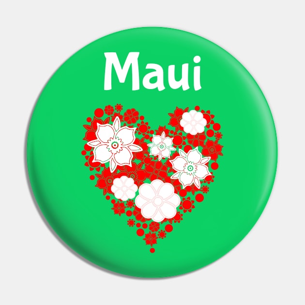 Maui Hawaii Flower Heart Tropical Pin by jutulen