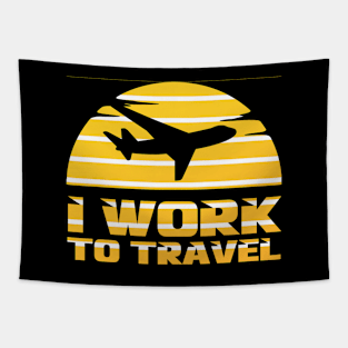 I Work To Travel dark Stripes Bow Design travel Tapestry