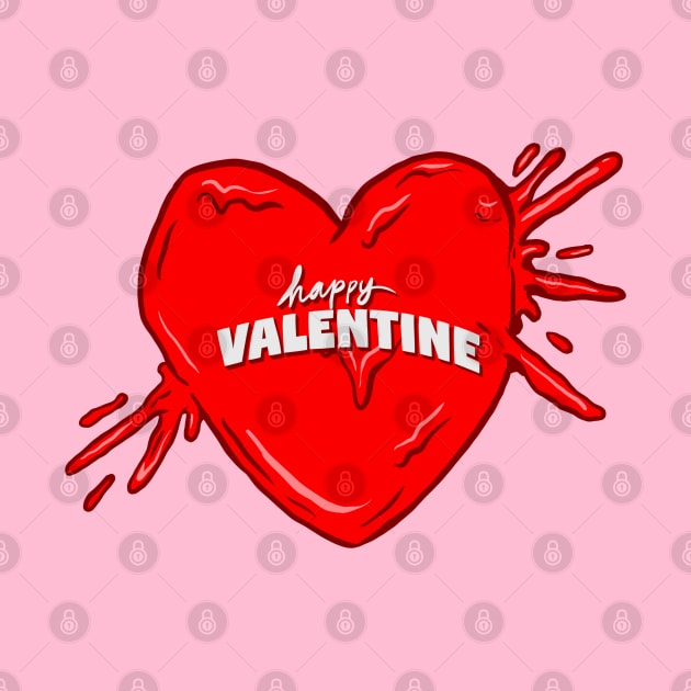 Valentine Heart Bloody with Happy Valentine Text by yogisnanda