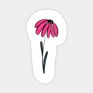 hot pink floral illustration Magnet