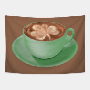 St. Patrick's Day Shamrock Cappuccino Art Tapestry