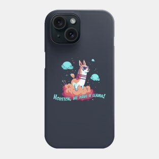 Llama Riding Rocket Through Galaxy T-Shirt Design Phone Case